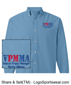 Embroidered Logo - Mens Long Sleeve Oxford Shirt with Stain-Release Design Zoom